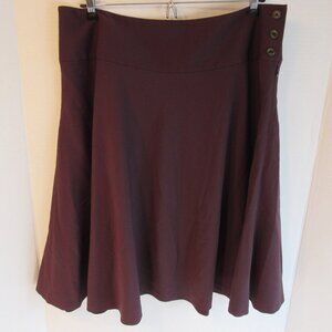 Chaps Dark Brown Side Button Side Zip Midi Flared Skirt Size 12